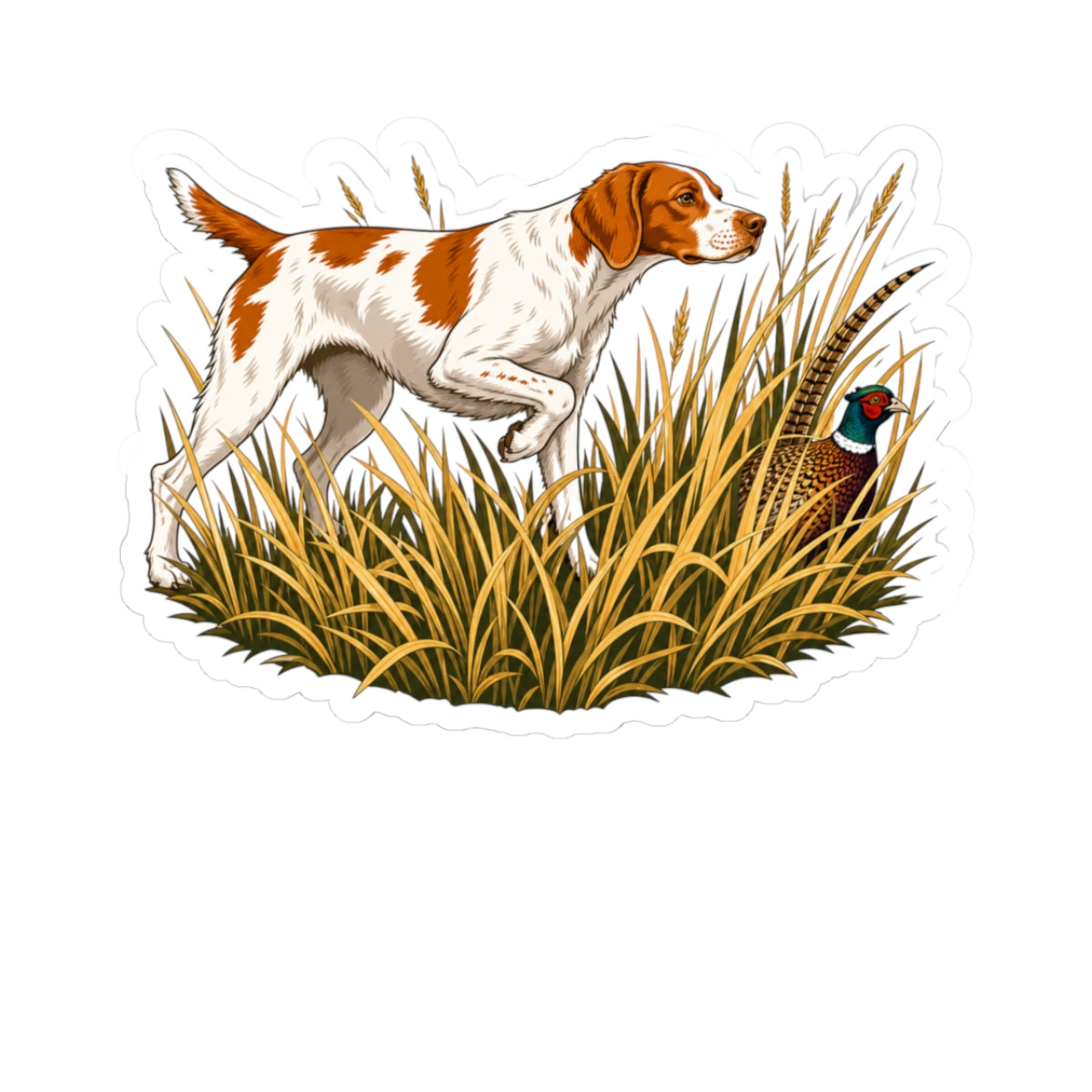 American Brittany Pointing Pheasant- Sticker