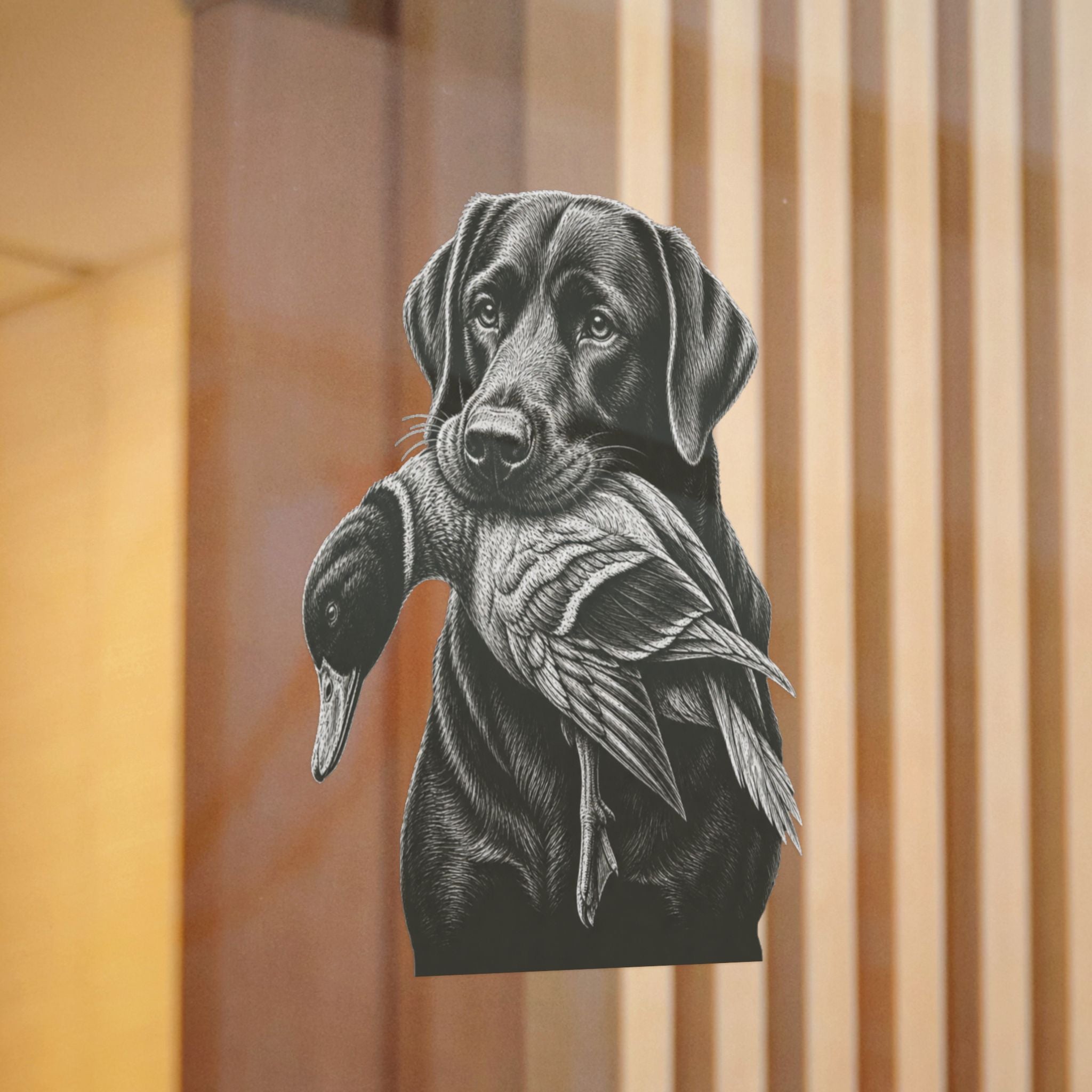 Black Lab with Duck Die-Cut Sticker