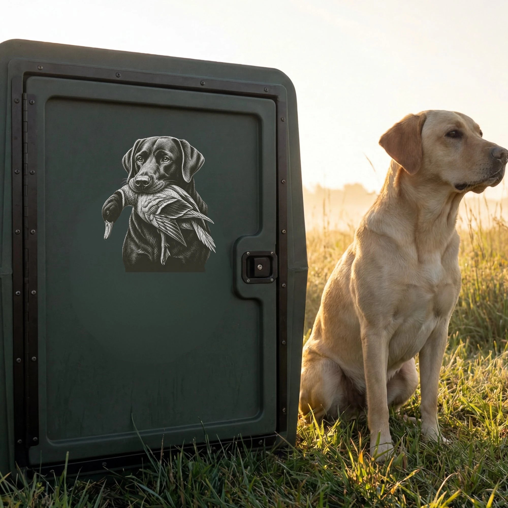 Black Lab with Duck Die-Cut Sticker