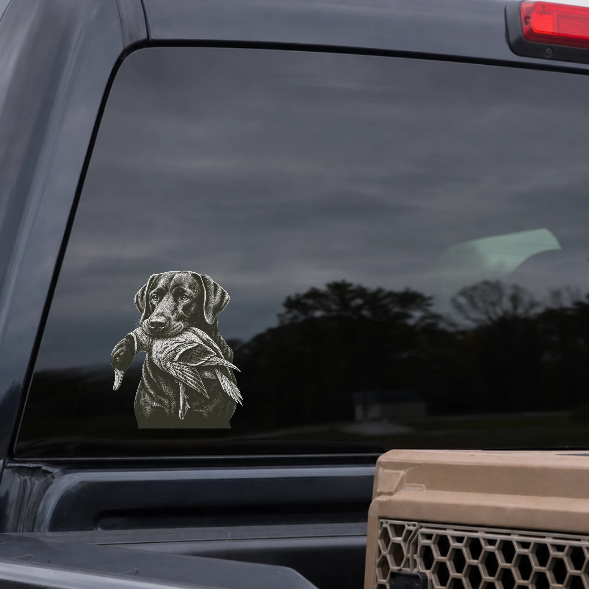 Black Lab with Duck Die-Cut Sticker